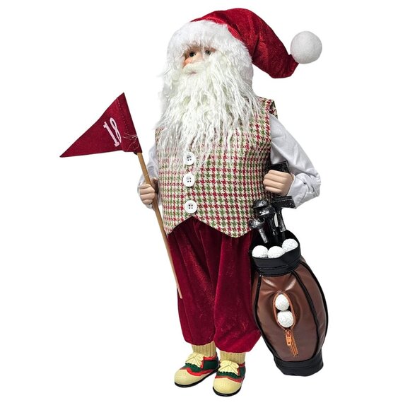 Golfing Golf Festive Upright 18" Santa Christmas Table Decoration Party Decor - Picture 5 of 5